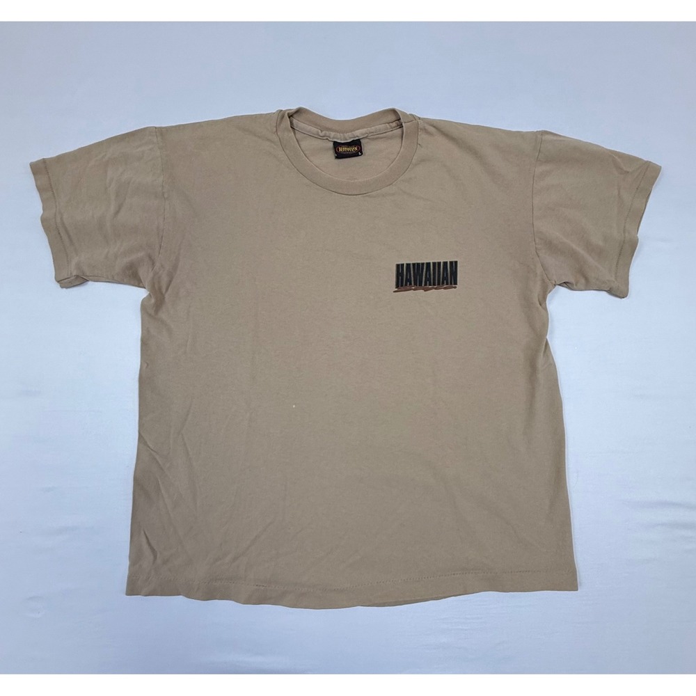 Vintage Distressed Single Stitch Hawaiian Style T Shirt Men's L Tan Graphic‎ Tee
